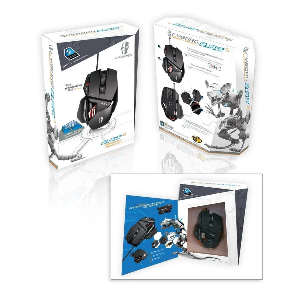 Mouse - USB - Mad Catz Cyborg R.A.T. 3 Gaming - Preto - waz