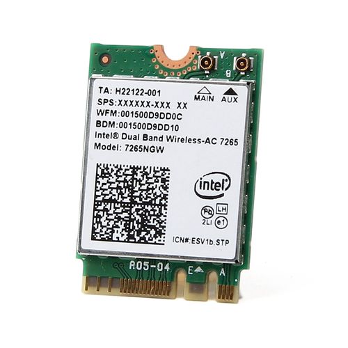 Placa de Rede WiFi/Bluetooth - M.2 NGFF - Intel Wireless-AC 7265 (p/ Notebooks) - 7265NGW