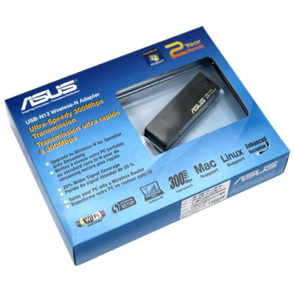 Asus Usb N13 Adapter Wireless N300 Driver Adaptador Wireless - USB 2.0 - Asus N300 - Preto - USB-N13 (C1) - waz