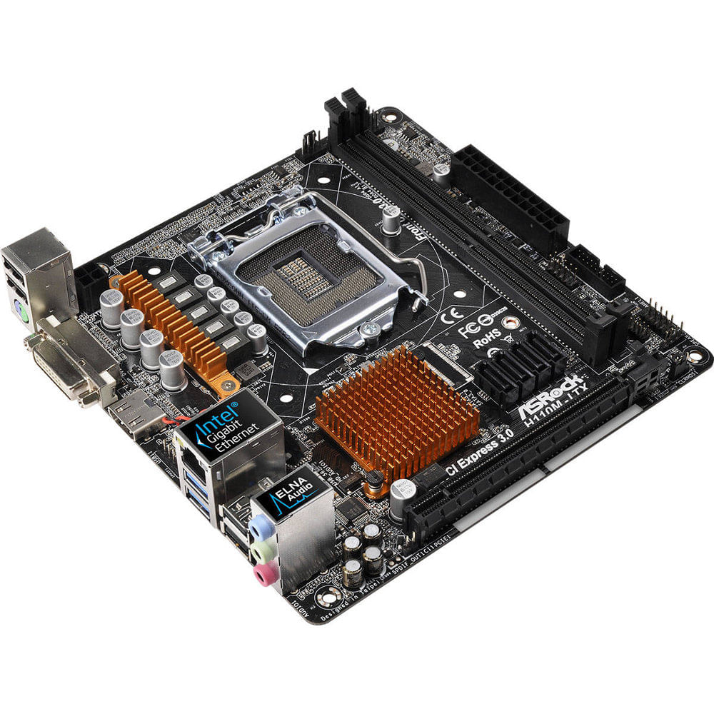 Placa mãe LGA 1151 - ASRock H110M-ITX (Mini ITX) DDR4 - waz