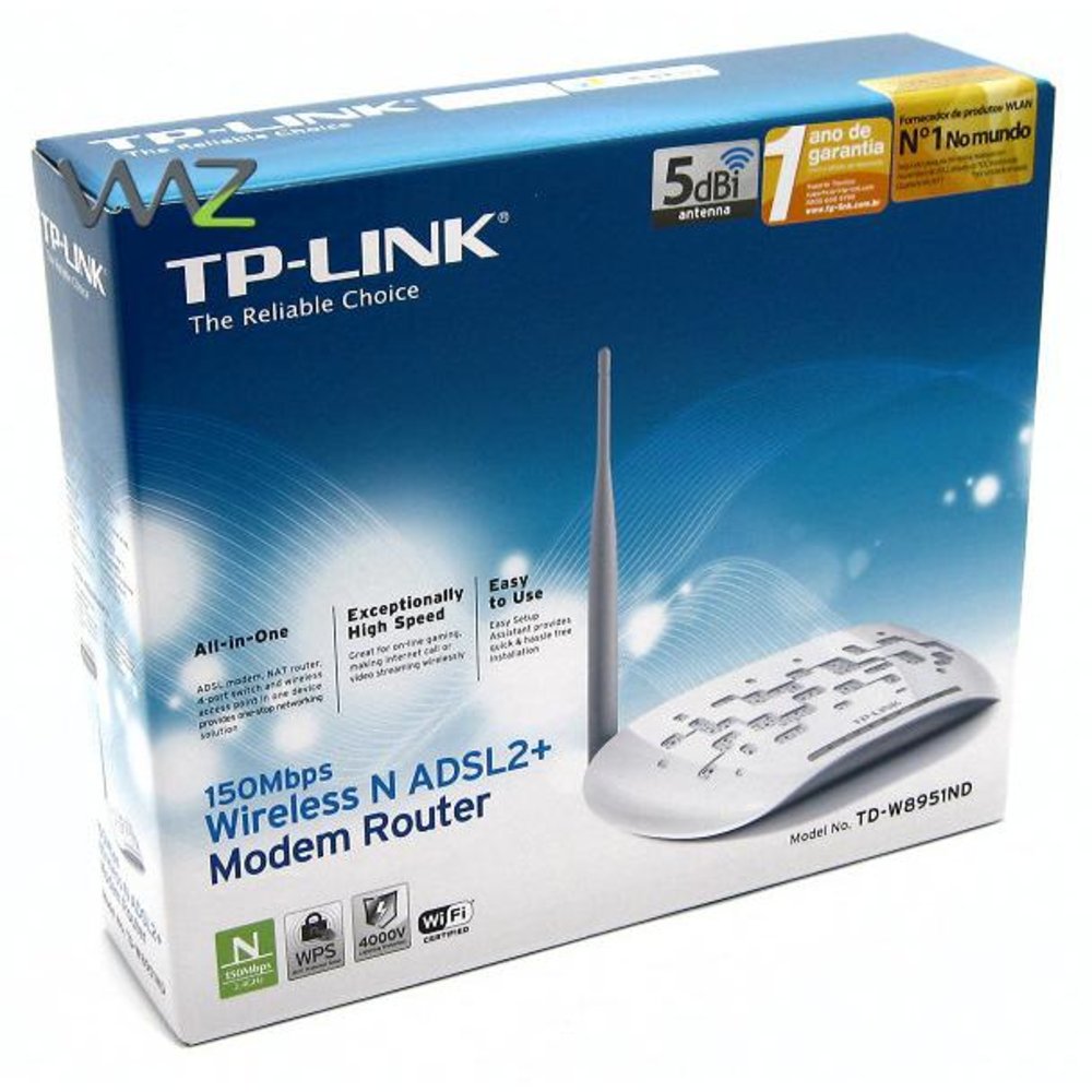 Modem ADSL2+ / Roteador Wireless - TP-Link - Branco - TD-W8951ND - waz