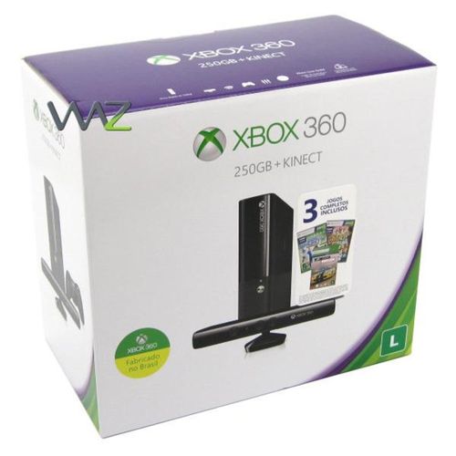Video game - Microsoft Xbox 360 S + Kinect + 3 Jogos (250GB / NTSC