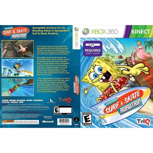 Jogo Bob Esponja Surf E Skate Roaditrip Xbox 360 Kinect em