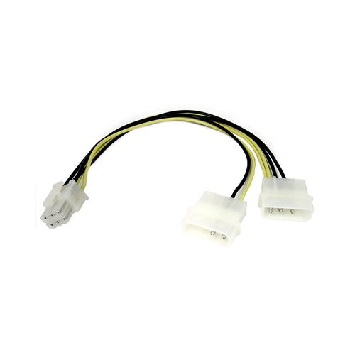 Cabo adaptador de energia - 2x 4 pinos > PCI Express (6 pinos) - 10cm - waz