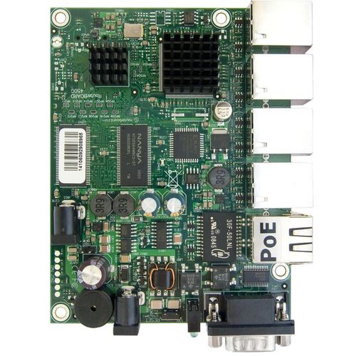 Roteador MikroTik Routerboard RB450Gx4 (5x LAN, 680MHz CPU, 256MB RAM, RouterOS L5)