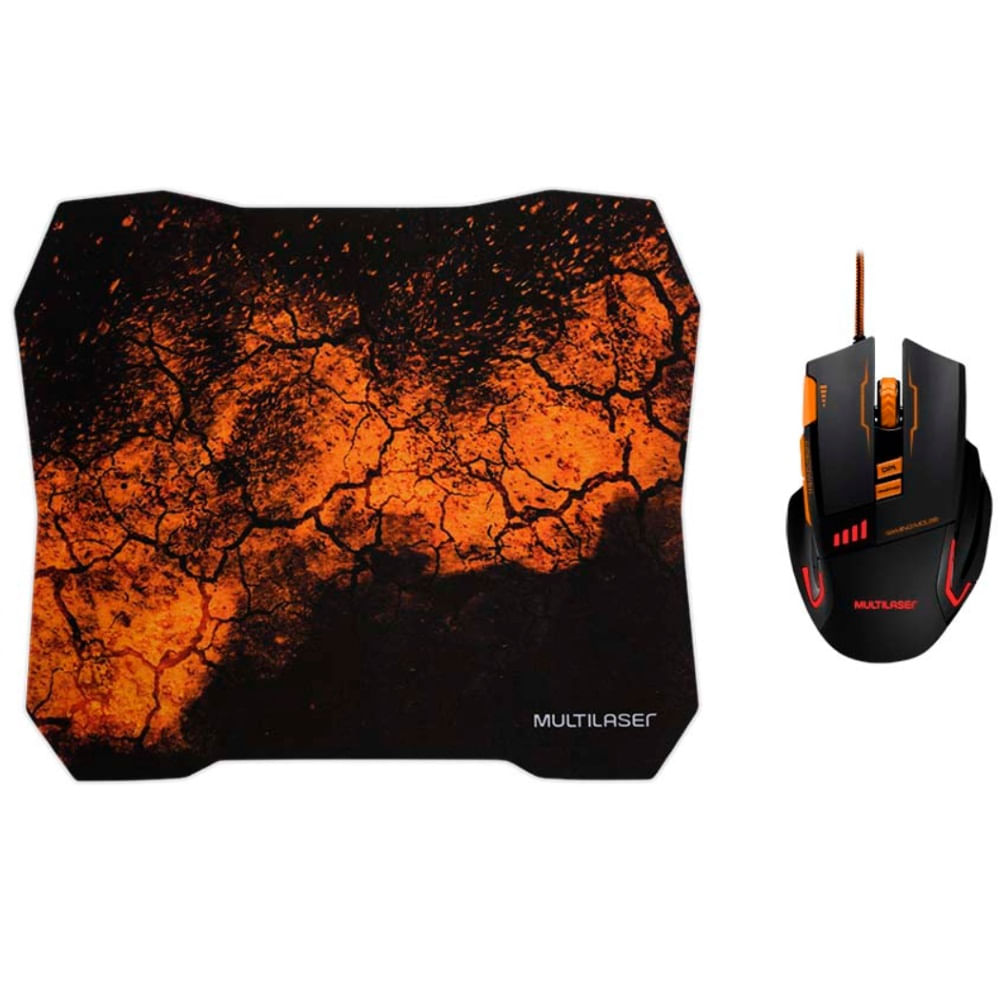 Kit Mouse e Mouse Pad Gamer Multilaser MO256 waz