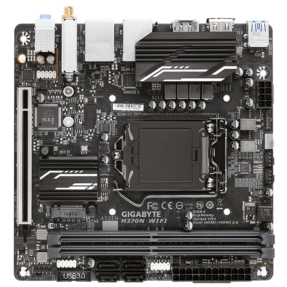 Placa mãe LGA 1151 - Gigabyte H370N WIFI (Mini ITX) - waz