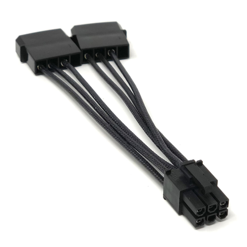 Cabo adaptador de energia - 4 pinos (2X) molex > 6 pinos eVGA Preto