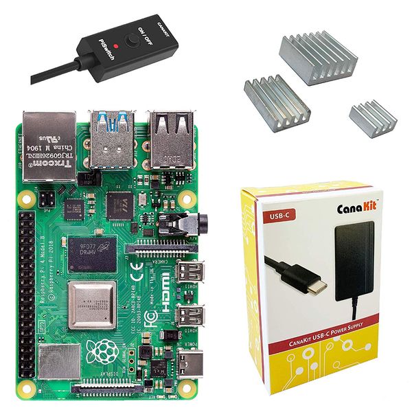 Computador Raspberry Pi 4 B (Quad-Core 1.5GHz, 4GB RAM, Wi-fi Dual Band, Bluetooth 5.0) kit c/ Gabinete Oficial e Fonte