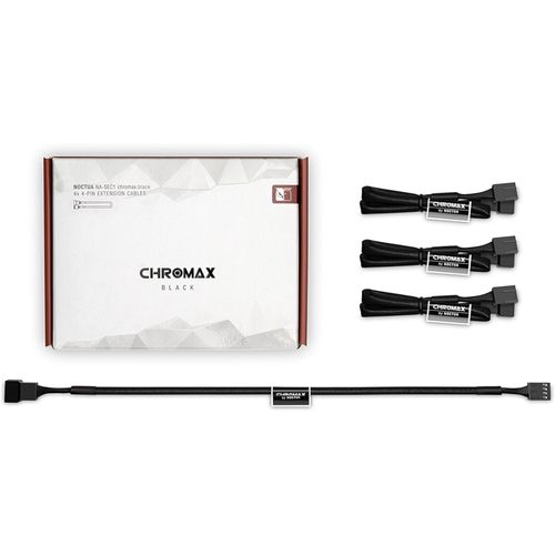 Cabo Extensor p/ ventoinha - 4 pinos PWM - 30cm - Noctua - NA-SEC1 chromax.black (pack c/ 4)