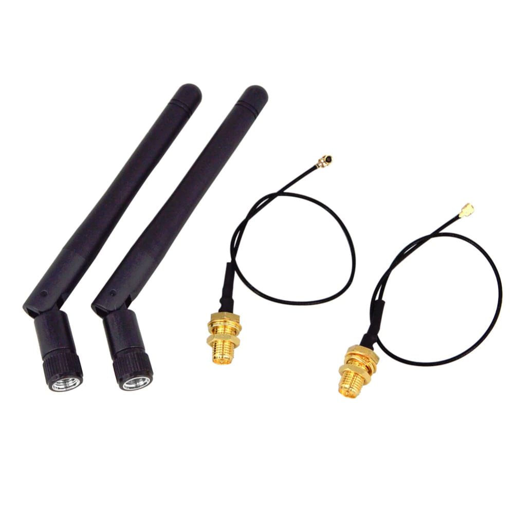 Antena WiFi - Interna 3DBi c/ cabo SMA > IPEX-4 (kit com 2 antes + 2 cabos de 25cm) - waz