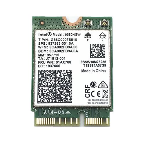 Placa de Rede WiFi/Bluetooth - M.2 NGFF 2230 - Intel Wireless AC 9560 NGW (p/ Notebooks) - 9560.NGWG.NV