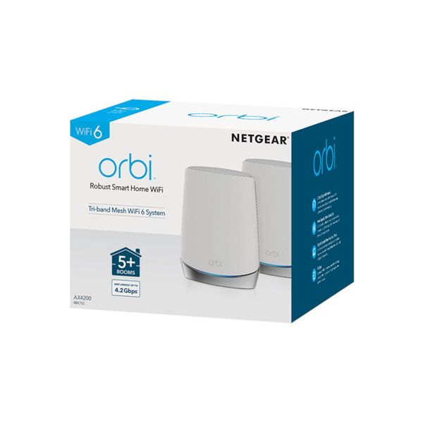 Roteador WiFi 6 NETGEAR RBK752 Orbi Mesh AX4200 - RBK752-100NAS (Pack 2)