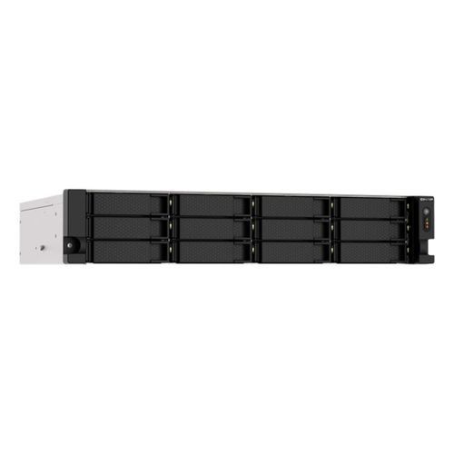 NAS QNAP 12 baias Rack TS-1273AU-RP-8G-BR 2U (Ryzen V1500B, 8GB DDR4, 2x 2.5GbE LAN, 2x PCIe x4, 2x PSU, sem discos)