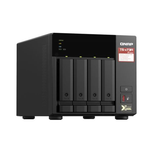 NAS QNAP 4 baias TS-473A-8G-BR (Ryzen V1500B, 8GB DDR4, 2x M.2 nVME, 2x 2.5GbE LAN, 2x PCIe x4 slot, IR, sem discos)