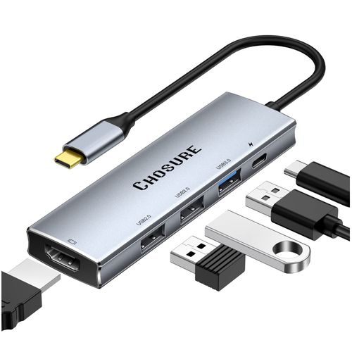 Hub USB-C 3.0 (5 em 1: 2x USB 2.0, 1x 3.0, 1x HDMI , 1x USB-C 100W) - Chosure B08F53DS71