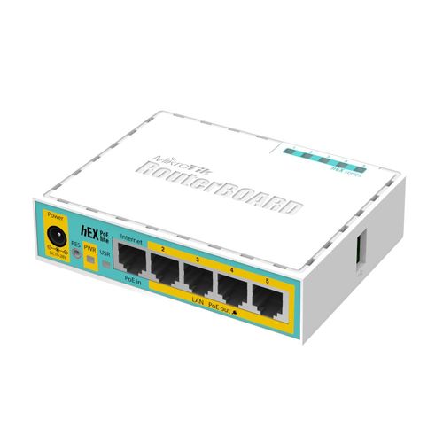 Roteador Mikrotik RB750UPr2 hEX PoE lite Routerboard (5x LAN, 650MHz CPU, 64MB RAM, USB) - RB750UPr2