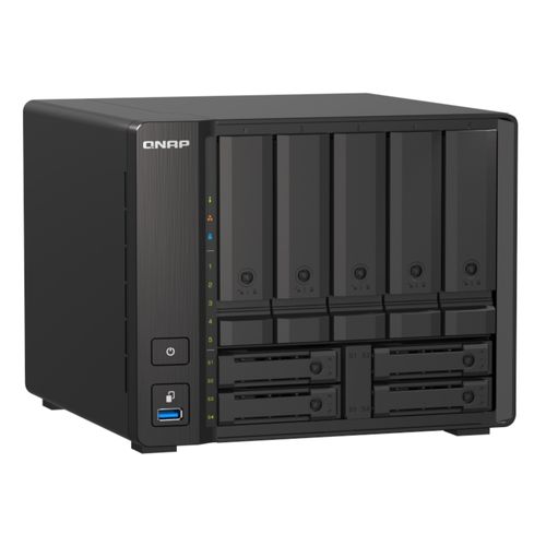 NAS QNAP 9 baias TS-h973AX-8G-BR (Ryzen V1500B, 8GB DDR4, 2x 2.5GbE LAN, 1x 10GbE LAN, 4x USB, s/ discos)