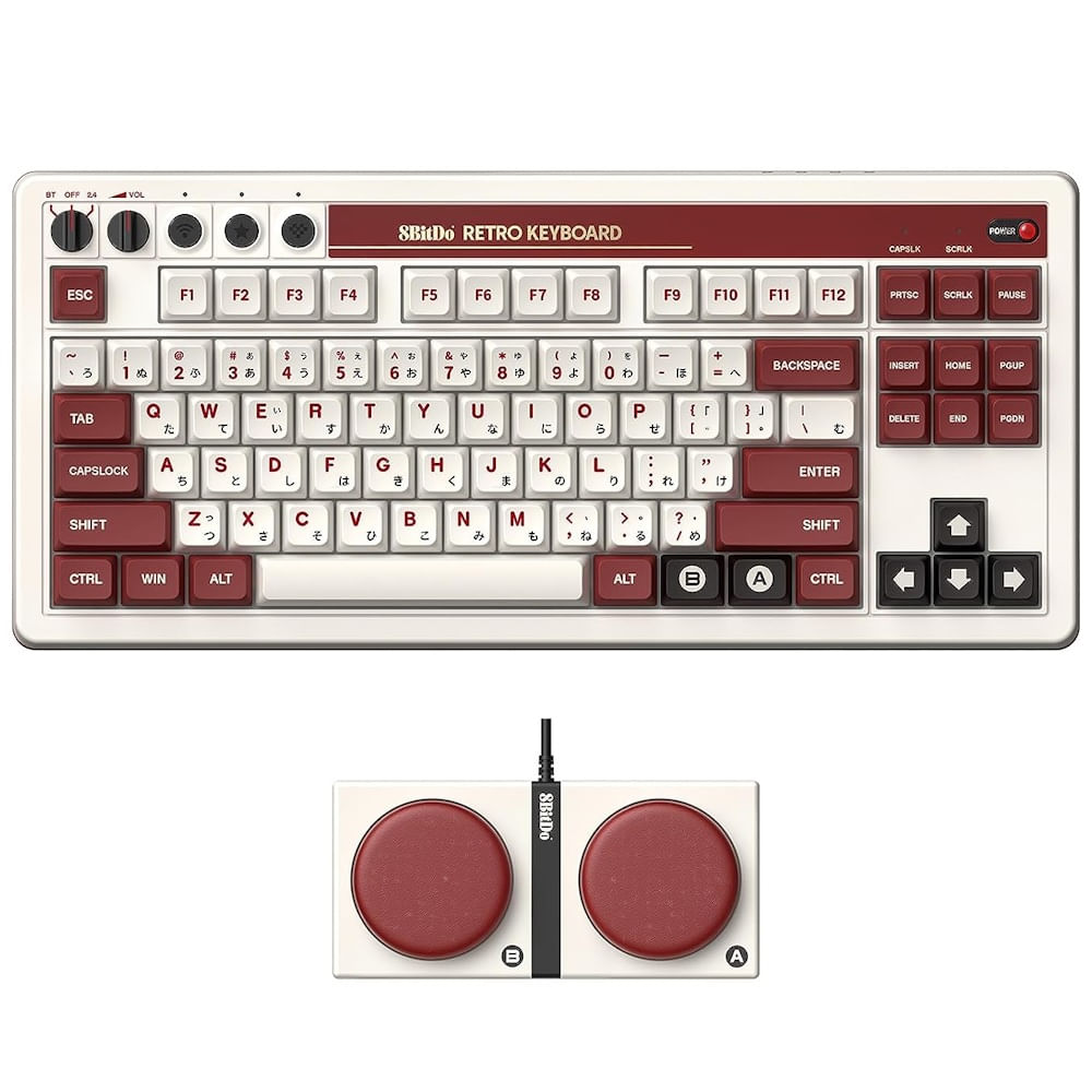 Teclado Mecânico 8BitDo - Fami Edition (Bluetooth/2.4G/USB-C) - 85HA01