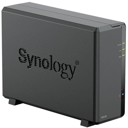 NAS Synology Diskstation 1 baia DS124 (Realtek RTD1619B, 1GB DDR4, 1x 1GbE LAN, sem discos)