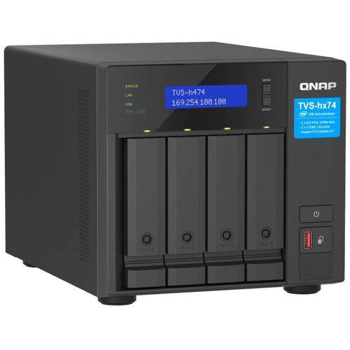 NAS QNAP 4 baias TVS-h474-PT-8G-BR (Intel Pentium Gold 2-core CPU, 8GB DDR4 Memory, 2.5 GbE Networking and PCIe Gen 4)