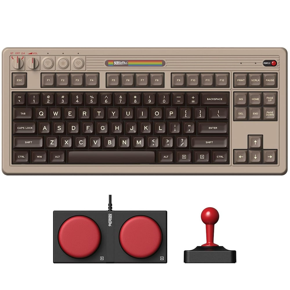 Teclado Mecânico 8BitDo - C64 (Bluetooth/2.4G/USB-C) - 85HA03