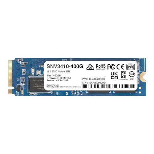 SSD - 400GB M.2 (2280 / PCIe NVMe) Synology SNV3410-400G (2,5pol, Leitura 3000MB/s, Gravação 750MB/s)