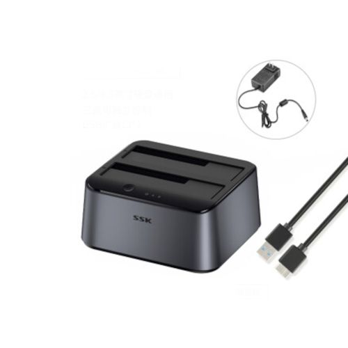 Doca USB 3.0 - 2.5 / 3.5 pol - SSK DK109 (Duas baias, até 32TB, 5Gbps)