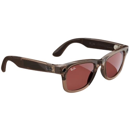 Óculos VR Ray-Ban Meta Wayfarer (Frame color: Shiny Warm Stone Transparent, Lens color: Tint to Watermelon Red Transitions)