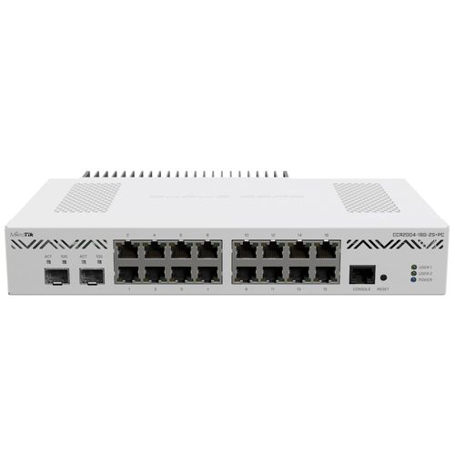 Roteador Mikrotik CCR2004-16G-2S+PC (16x 1G LAN, 2x 10G SFP+, 1200MHz CPU, 4GB RAM)