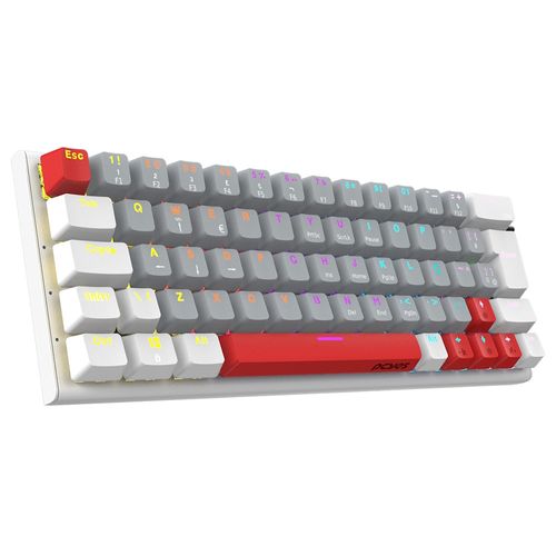 Teclado Mecânico Gamer USB Pcyes Kuromori 60% - WHITE GHOST - (Switches RED, PT) - PTKMWG60RD