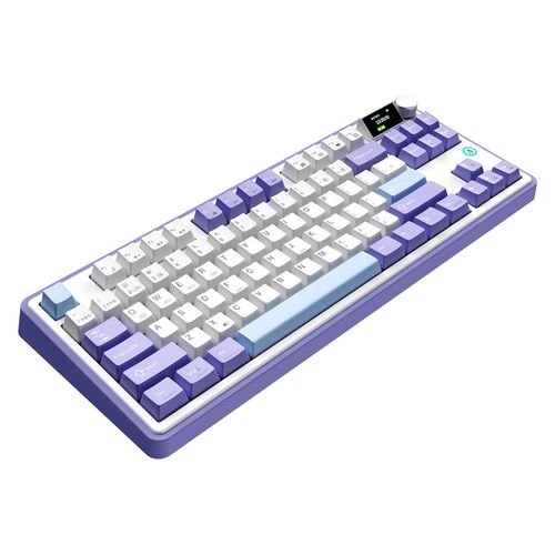 Teclado Mecânico Ajazz AK870 - (USB-C, Bluetooth 5.0 e 2.4Ghz) - Purple, White, Blue