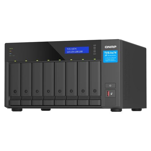 NAS QNAP 8 baias TVS-h874-i7-32G-_ (Intel Core i7, 32GB DDR4, M.2 PCIe SSD Gen4 x 4 slot x 2, 2.5GbE x 2)