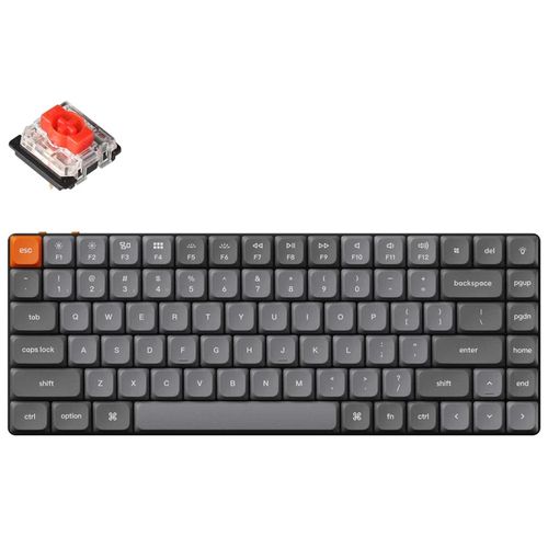 Teclado Mecânico Keychron K3 Max - Wireless, Switch Red, RGB, Low Profile, Layout americano, Preto - K3M-H1