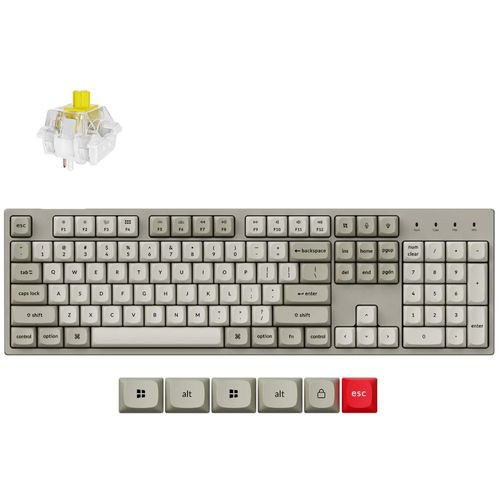 Teclado Mecânico Keychron C2 Pro - Com fio, Switch Super Banana, Layout americano, Branco - C2PX-M4