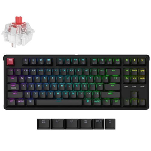 Teclado Mecânico Keychron C3 Pro - Com fio, Switch Super Red, Layout americano, Preto - C3PX-H1