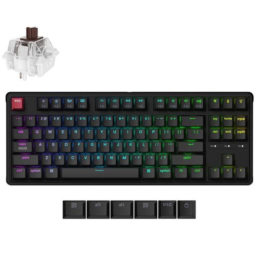 Teclado Mecânico Keychron C3 Pro - Com fio, Switch Super Brown, Layout americano, Preto - C3PX-H3