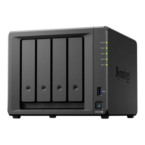 NAS Synology Diskstation 4 baias DS425+ (Intel Celeron J4125, 2GB DDR4 non-ECC, 2.5GbE + 1GbE LAN, 2x USB 3.2 Gen1)
