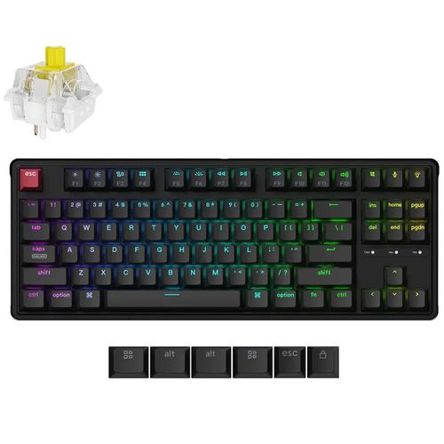 Teclado Mecânico Keychron C3 Pro 8K - Switch Super Banana, RGB, Layout americano, Preto - C3PX-H4