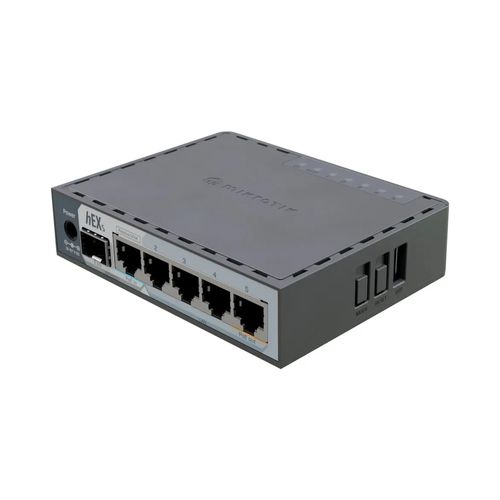 Roteador MikroTik E60iUGS hEX S (5× LAN, 2.5 G SFP, Dual-Core 950 MHz ARM, 512 MB RAM, 128 MB NAND, PoE-IN/OUT, USB)