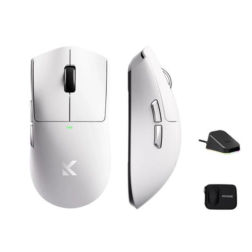 Mouse Gamer Wireless MCHOSE K7 Ultra Lightweight (c/ base de carregamento) - Branco - MC-K7-4