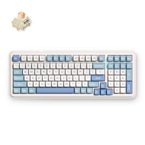 Teclado Mecânico s/fio MCHOSE K99 V2 (Switch Icy Creamsicle, 2.4GHz, Tipo-C, Bluetooth) - Sky Blue - MC-K99V2-4