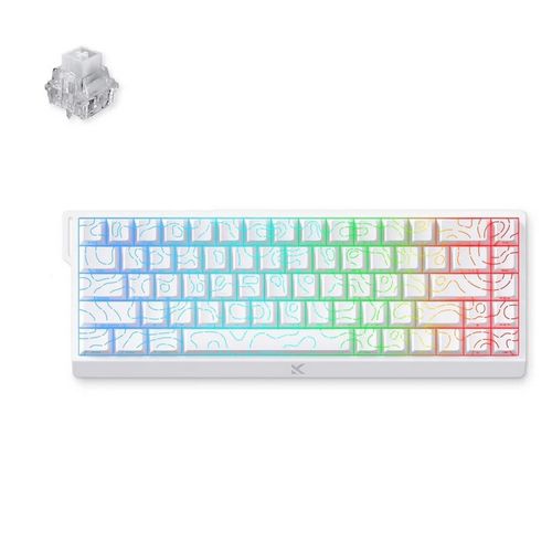 Teclado Magnético c/fio MCHOSE Ace 68 Hall Effect (Switch Magnético Ice Rhino) - Branco Topográfico - MC-Ace68-17