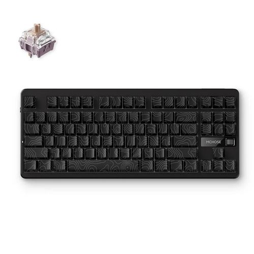Teclado Mecânico s/fio MCHOSE G87 (Switch Speed Gold V2, 2.4GHz, Tipo-C, Bluetooth) - Preto Topográfico - MC-G87-19