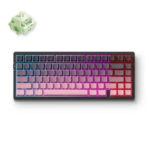 Teclado Mecânico s/fio MCHOSE G75 Pro (Switch Matcha Latte, 2.4GHz, Tipo-C, Bluetooth) - Black Pink - MC-G75-16
