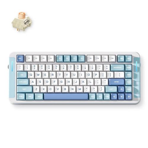 Teclado Mecânico s/fio MCHOSE X75 V2 (Switch Icy Creamsicle, 2.4GHz, Tipo-C, Bluetooth) - Azul - MC-X75V2-3