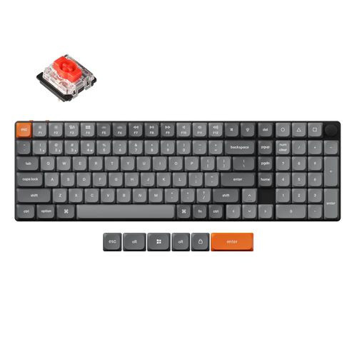 Teclado Mecânico Keychron K17 Max - Wireless, Switch Gateron Red, RGB, Layout americano, Preto - K17M-H1