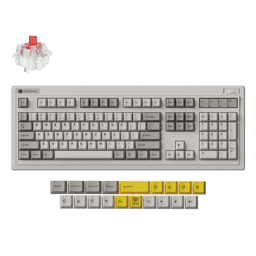 Teclado Mecânico Keychron R6 - Wireless, Switch Super Red, RGB, Layout americano, Retrô - R6-M1