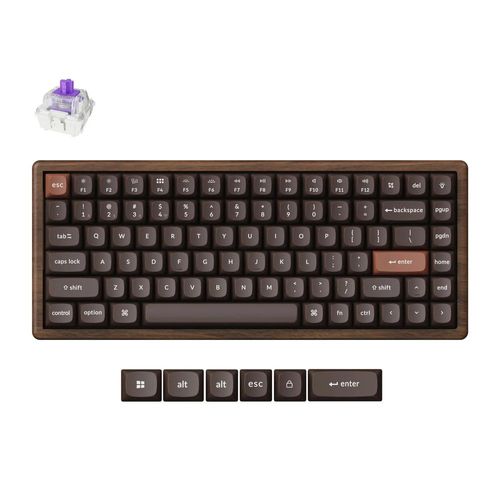 Teclado Magnético Keychron - K2HE Wood Edition - Wireless, Switch Double Rail Magnetic Nebula K2H-F1W
