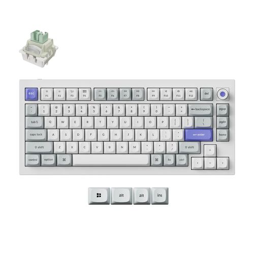 Teclado Magnético Keychron Q1 HE 8K Hot-Swappable - Switch Keychron Ulta Fast Lime - Branco - Q1HW-P1